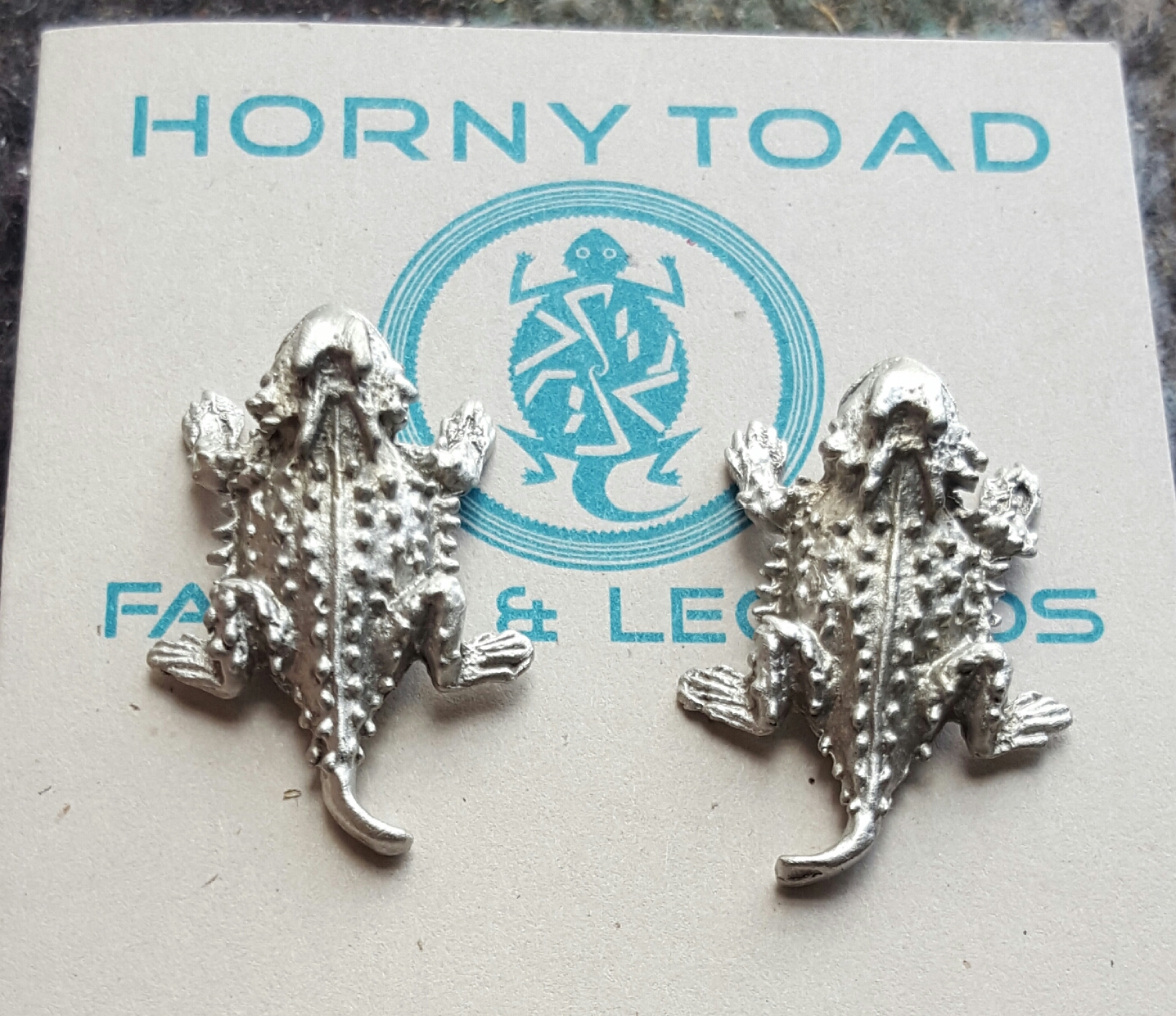 Horny Toad Post Earrings 1" - Click Image to Close