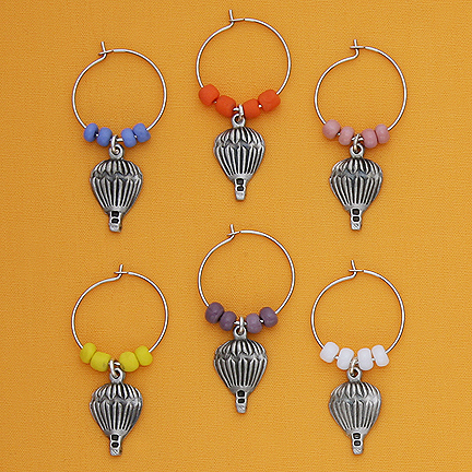 Balloon Wine Glass Charms - Set of 6 - 1/2" Charm - Click Image to Close