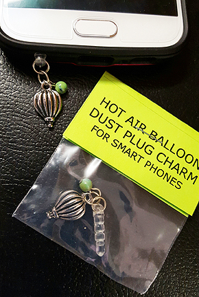 Hot Air Balloon Dust Plug Charm - Click Image to Close
