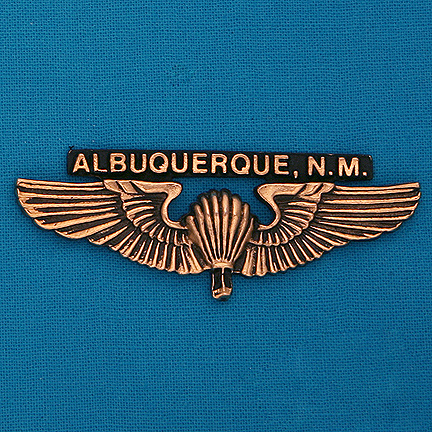 Small Pilot Wings Pin with "ALBUQUERQUE, NM" - 2.25" - Click Image to Close