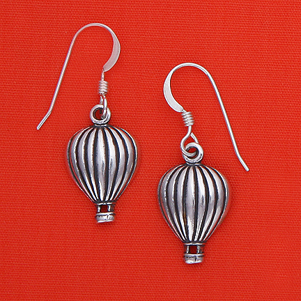 Sterling Silver Small Balloon Earrings on French Hook - 5/8" - Click Image to Close