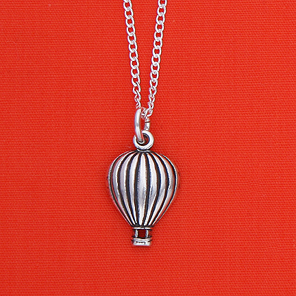 Sterling Silver Small Balloon Necklace on 18" Chain - 5/8" - Click Image to Close