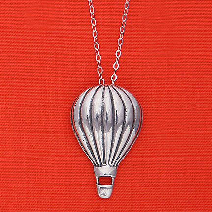 Sterling Silver Large Balloon Necklace on 18" Chain - 1" - Click Image to Close