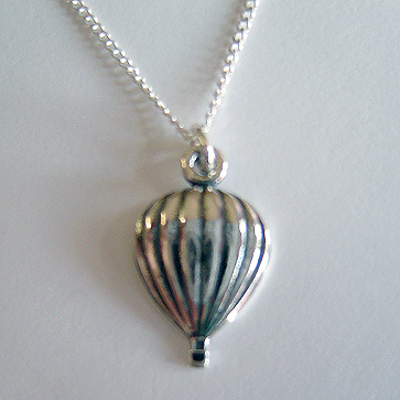 Relief Balloon Necklace Sterling Silver on 18" Sterling Chain - Click Image to Close