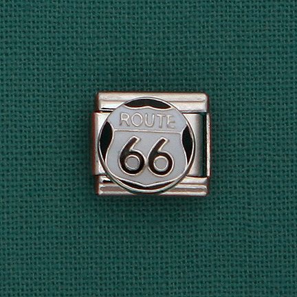 Stainless Steel Italian Charm - Route 66 - Click Image to Close