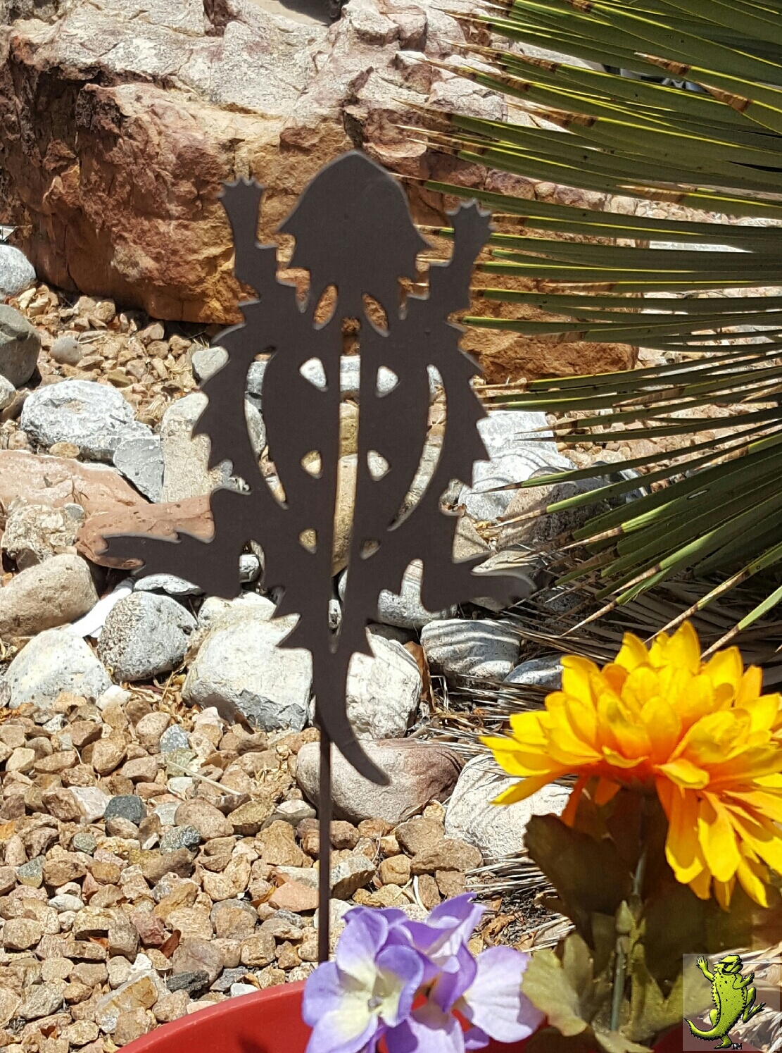 Horny Toad Wrought Iron Garden Stake