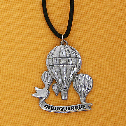 1.75" x 1.25" Multi Balloon Pendant w/"ALBUQUERUQE" on 18" Cord